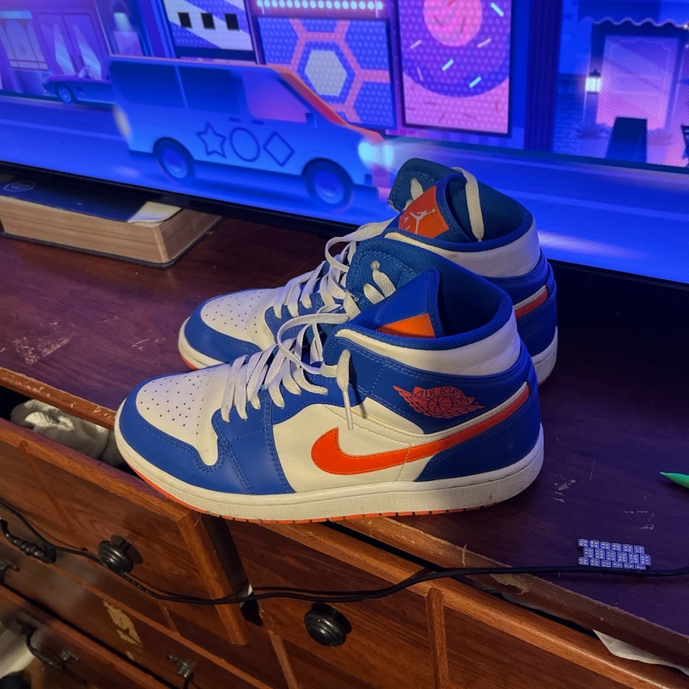 Jordan Blue Orange Sneakers High-Top Basketball